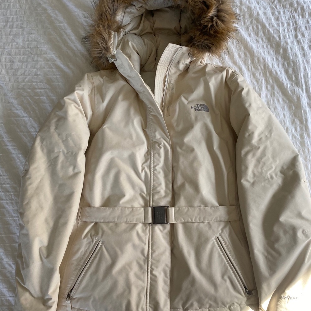 Cream HyVent North Face Down/Puffer Jacket
